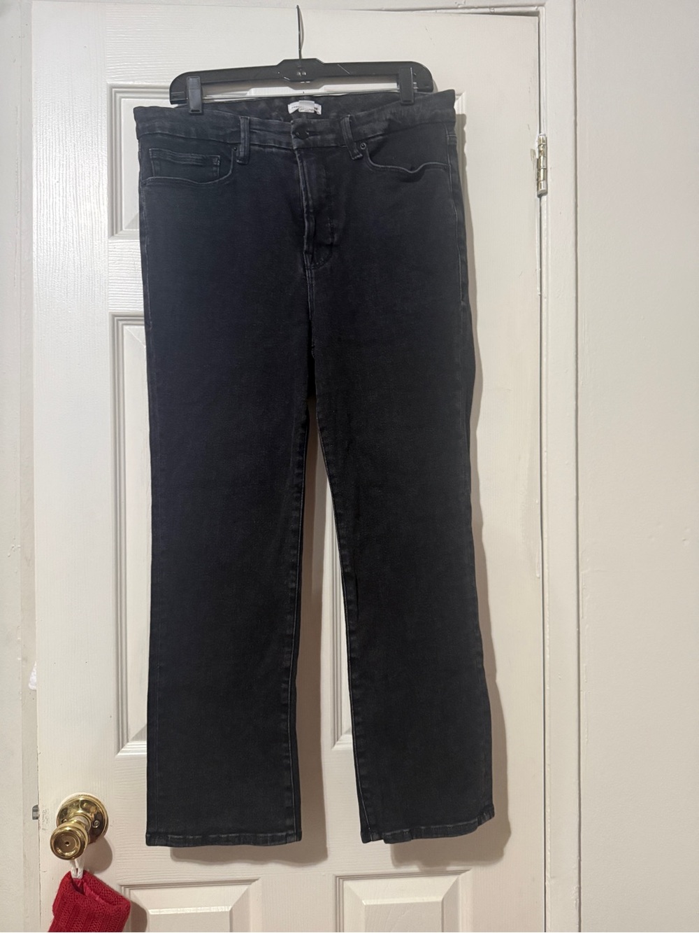 Good American Black Straight-Leg Jeans